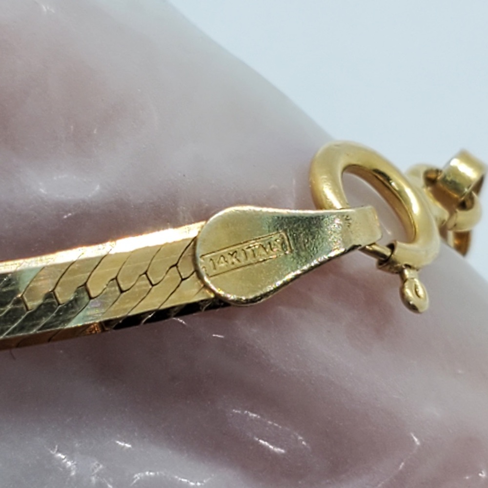 14k Solid Gold Herringbone Bracelet - Picture 6 of 12